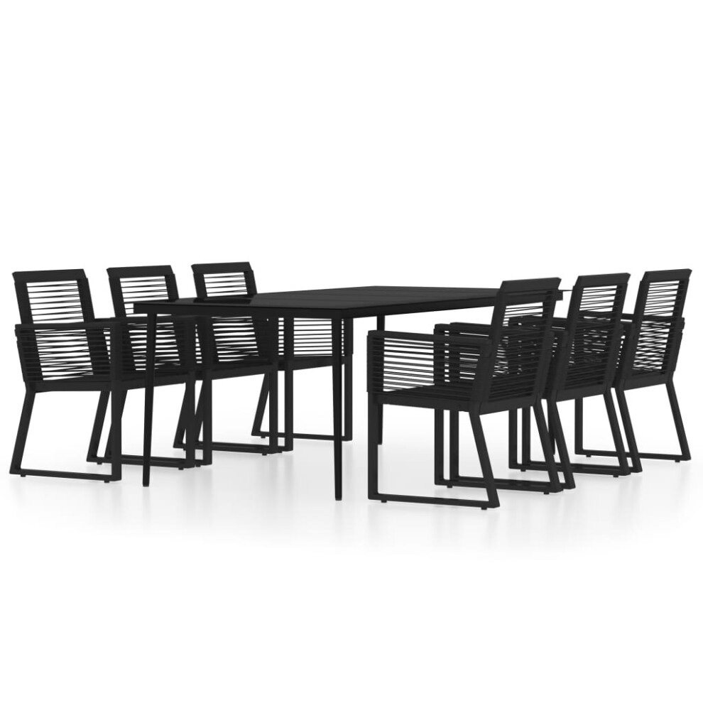 vidaXL Garden Dining Set 7 Piece Black Patio Outdoor Table and Chair Furniture