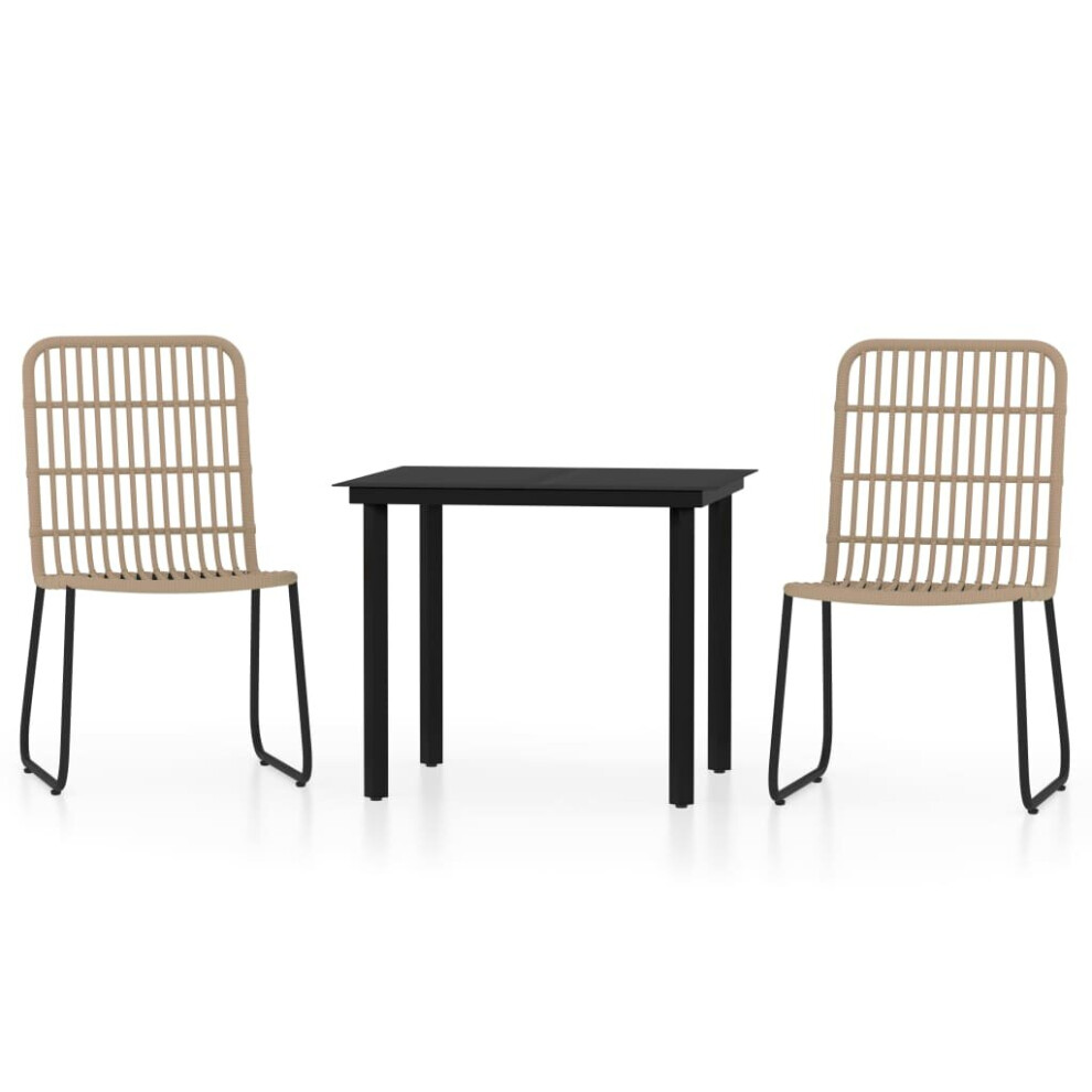 vidaXL Garden Dining Set 3 Piece Oak Outdoor Table and Chair Seating Furniture