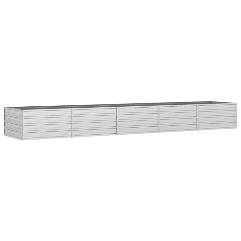 Vidaxl Garden Raised Bed 400X80x45 Cm Galvanized Steel Flower Box Pot Silver