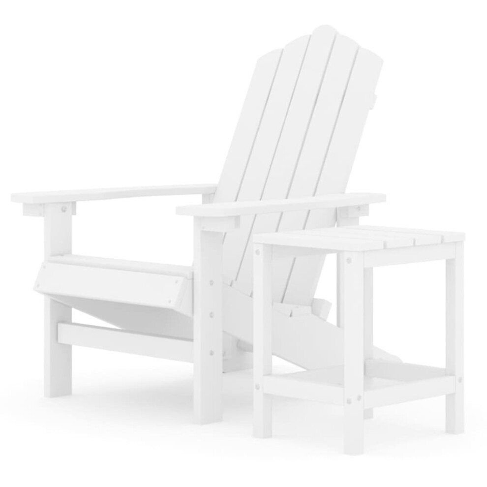 Vidaxl Garden Adirondack Chair With Table Hdpe White Patio Outdoor Armchair