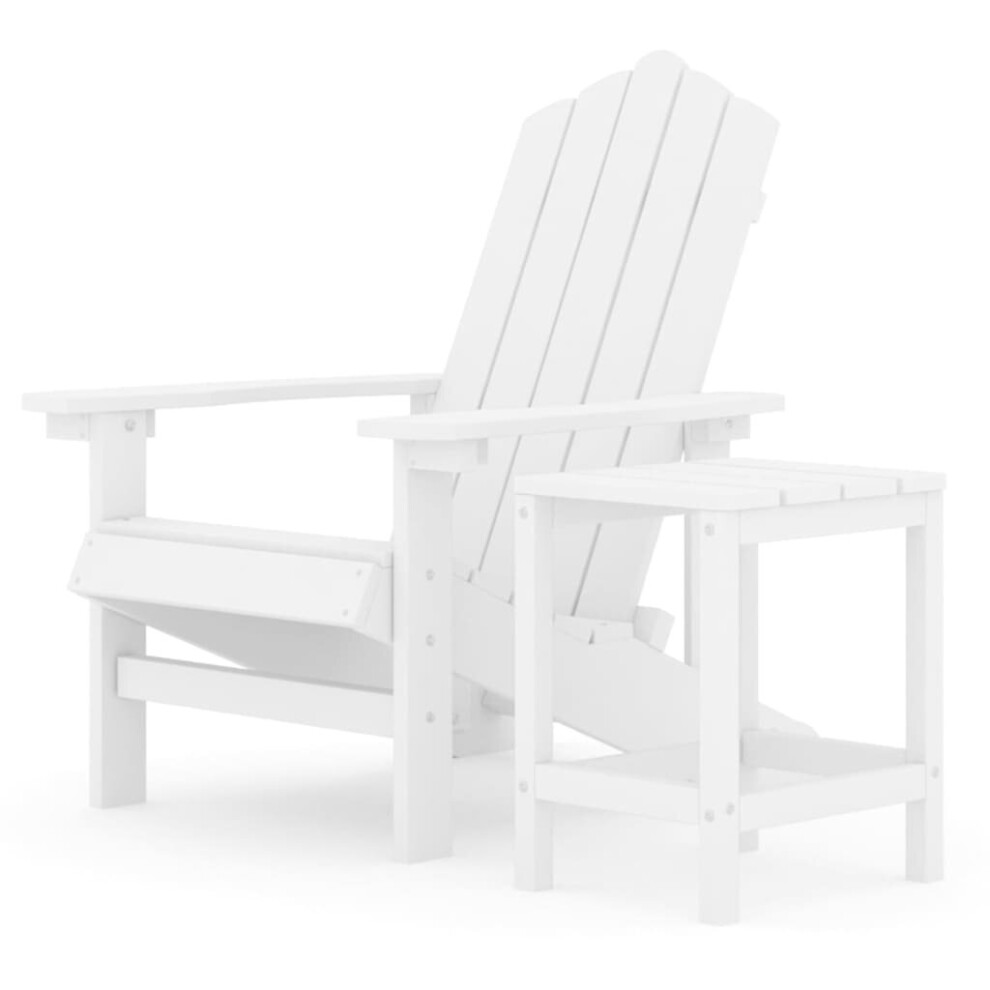 vidaXL Garden Adirondack Chair with Table HDPE White Patio Outdoor Armchair