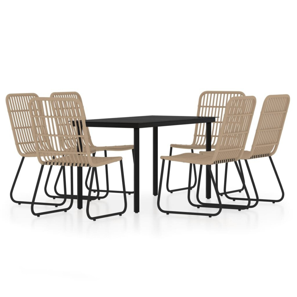 vidaXL Garden Dining Set 7 Piece Oak Outdoor Table and Chair Seating Furniture