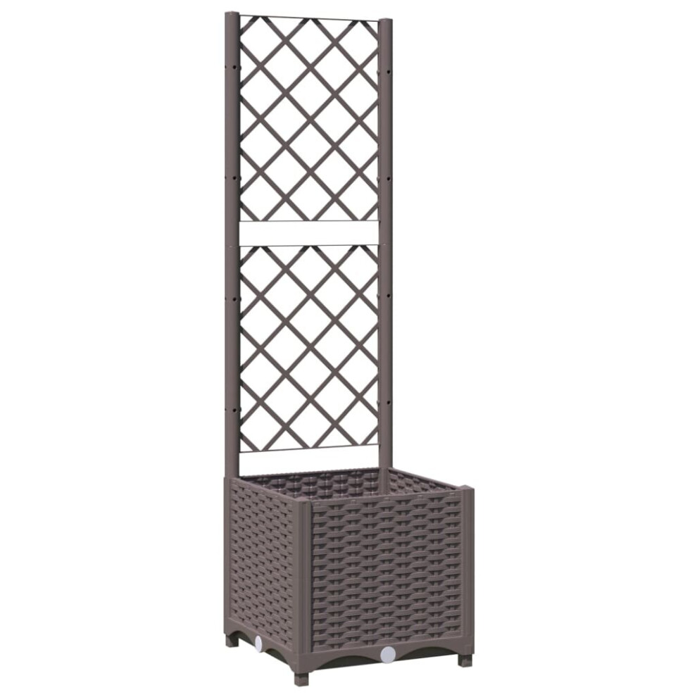 Vidaxl Garden Planter With Trellis Pp Outdoor Raised Bed Flower Box Brown
