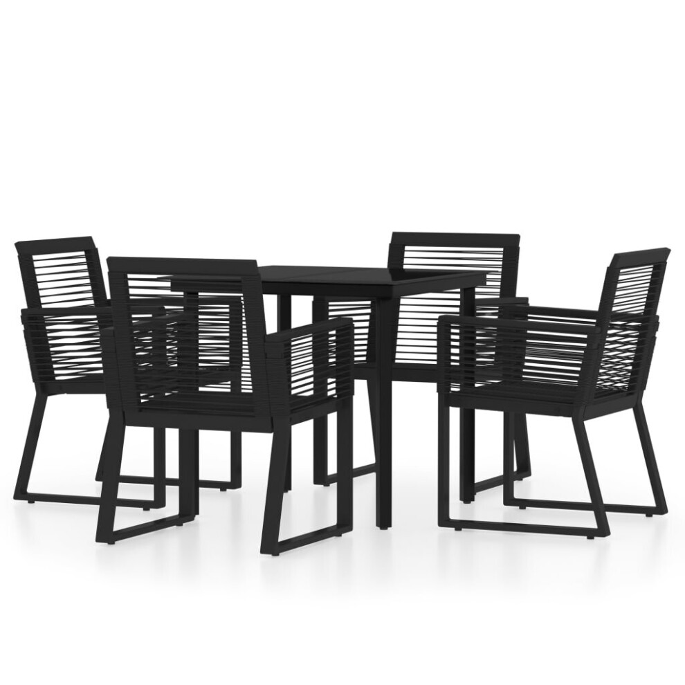 Vidaxl Garden Dining Set 5 Piece Black Patio Outdoor Table And Chair Furniture