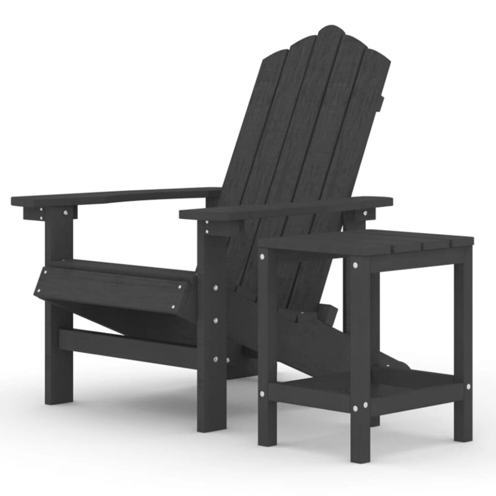 vidaXL Garden Adirondack Chair with Table HDPE Anthracite Outdoor Armchair