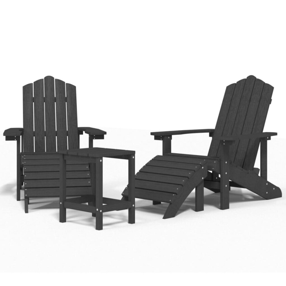 Vidaxl Garden Adirondack Chairs With Footstool & Table Hdpe Chair Anthracite