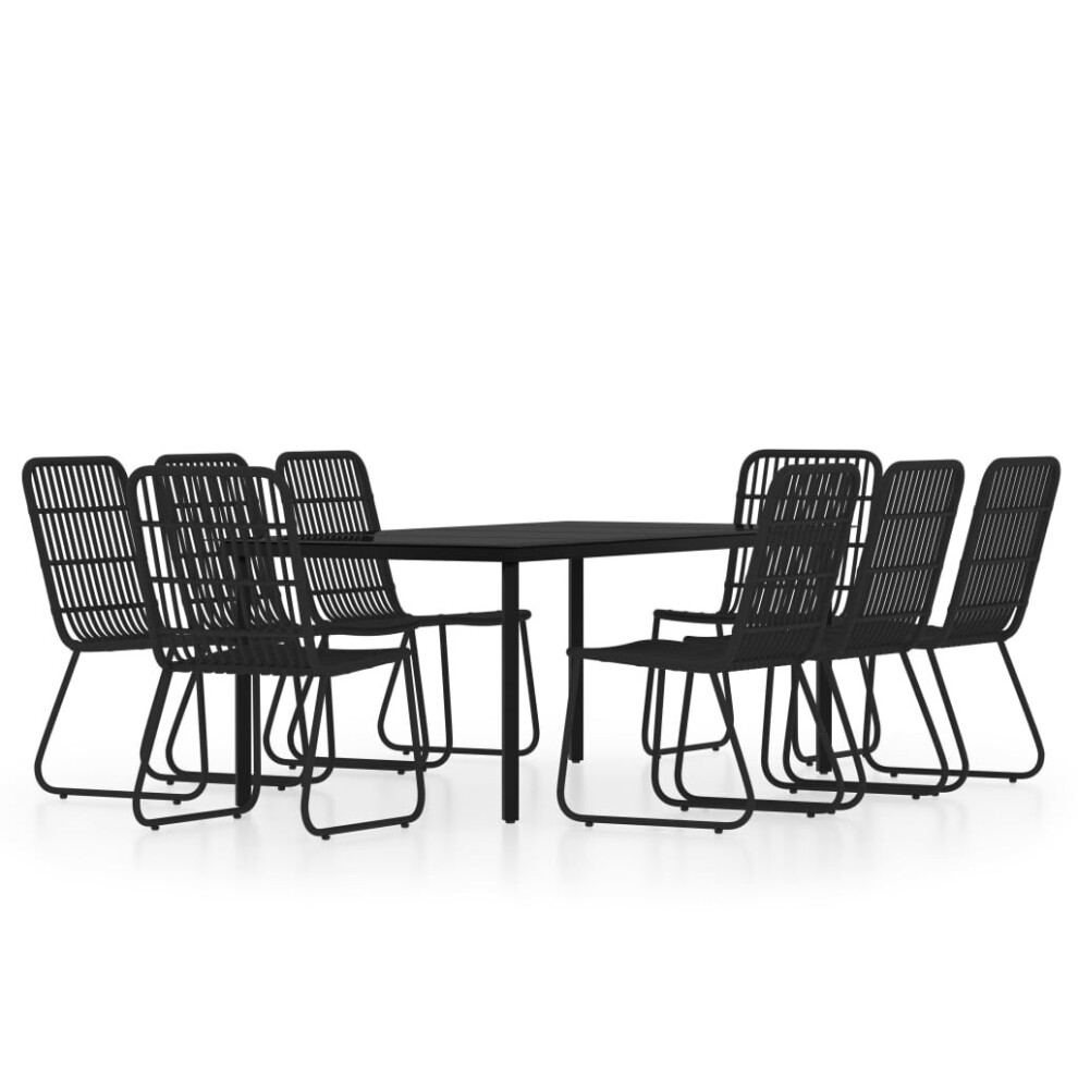 vidaXL Garden Dining Set 9 Piece Black Patio Outdoor Table and Chair Furniture