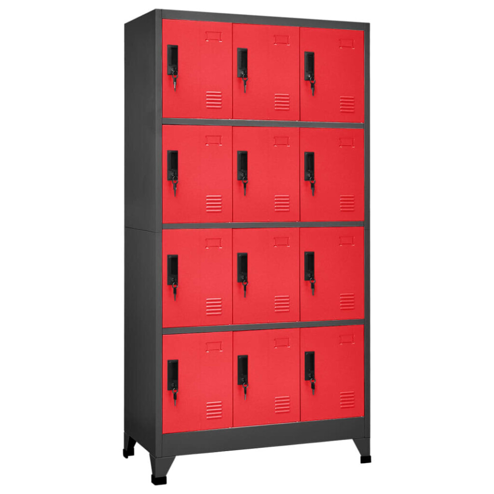 Vidaxl Locker Cabinet Anthracite And Red Steel Office Storage Cabinet Locker