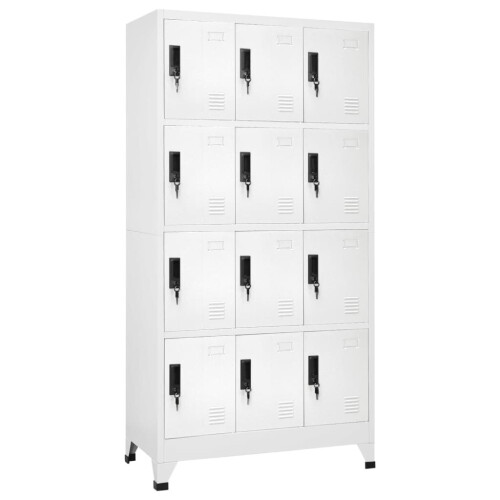 VidaXL vidaXL Locker Cabinet White Steel Office Indoor Storage Filing Cabinet Locker