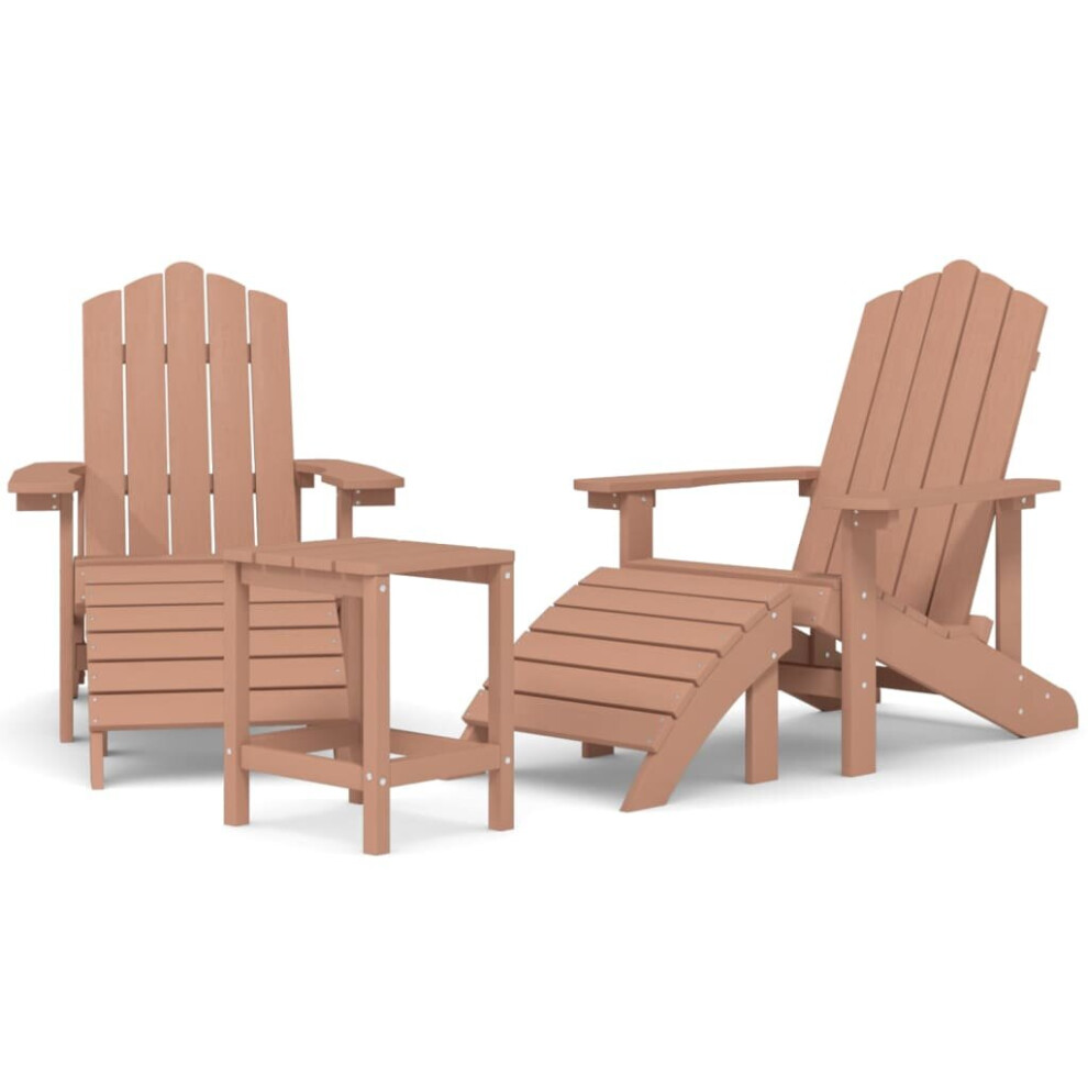 Vidaxl Garden Adirondack Chairs With Footstool & Table Hdpe Armchair Brown