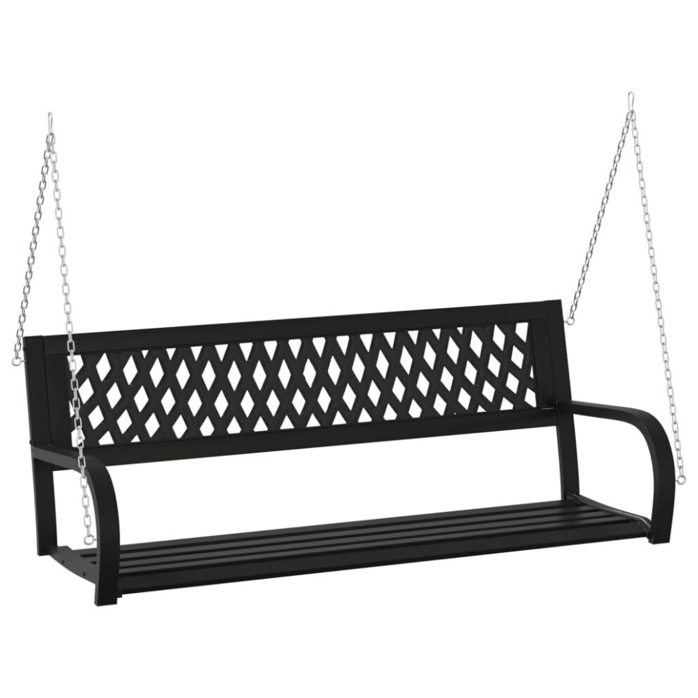 vidaXL Garden Swing Bench 125 cm Steel and Plastic Black Patio Hanging Bench