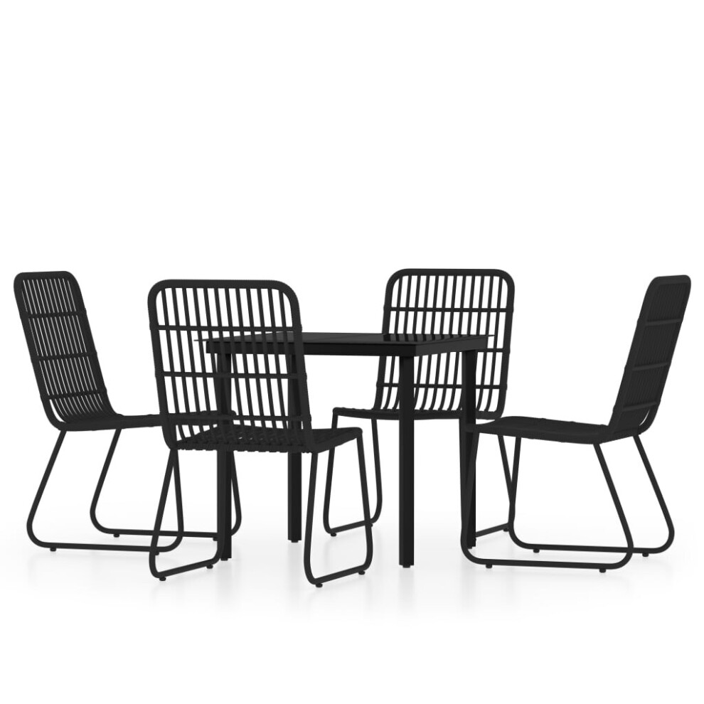 Vidaxl Garden Dining Set 5 Piece Black Patio Outdoor Table And Chair Furniture