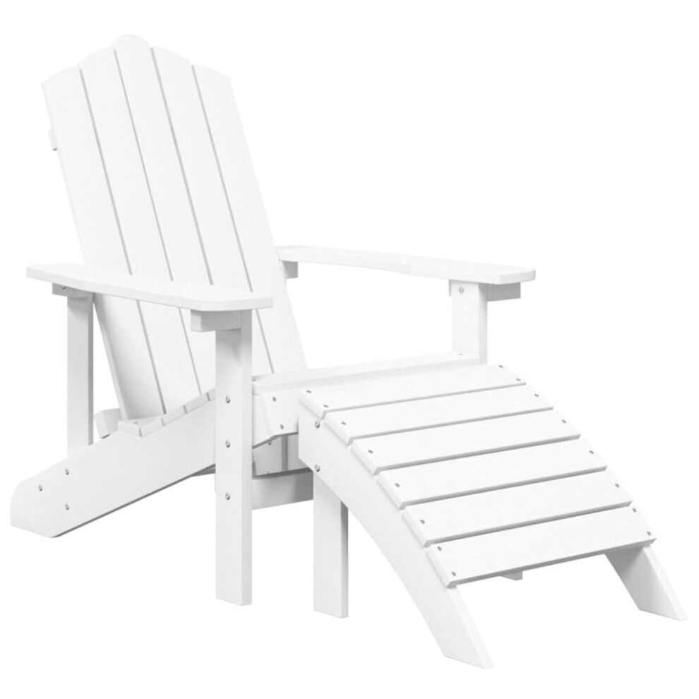 vidaXL Garden Adirondack Chair With Footstool HDPE White Patio Outdoor Seating