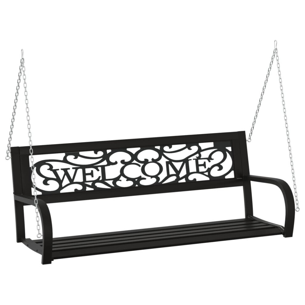 vidaXL Garden Swing Bench 125 cm Steel and Plastic Black Patio Hanging Bench