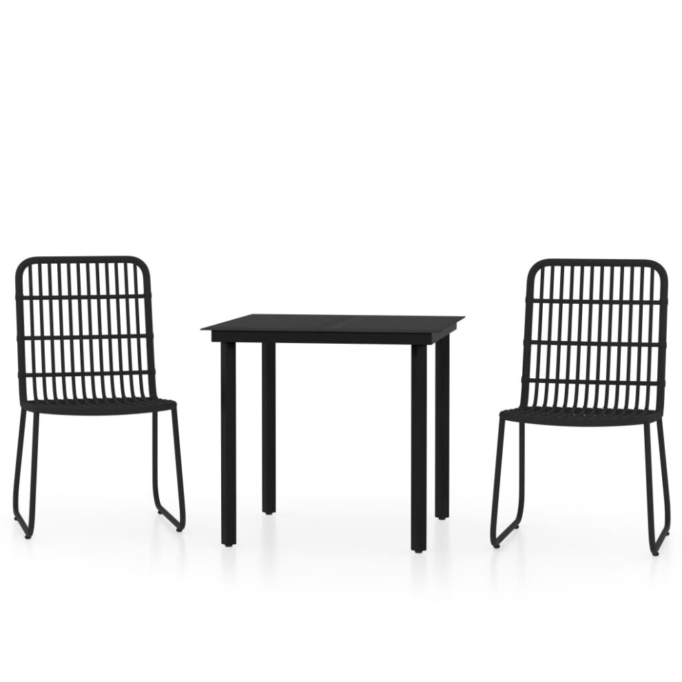 vidaXL Garden Dining Set 3 Piece Black Patio Outdoor Table and Chair Furniture