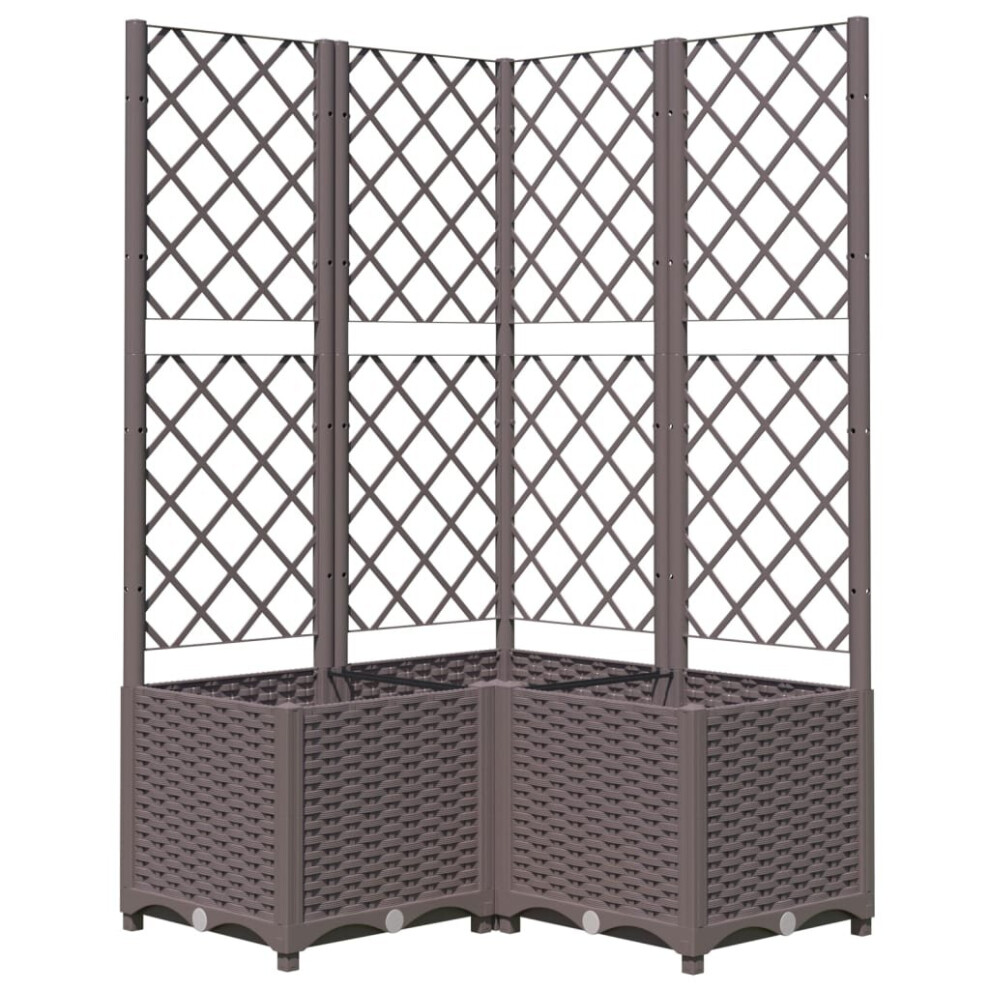 vidaXL Garden Planter with Trellis Brown PP Outdoor Raised Bed Flower Box