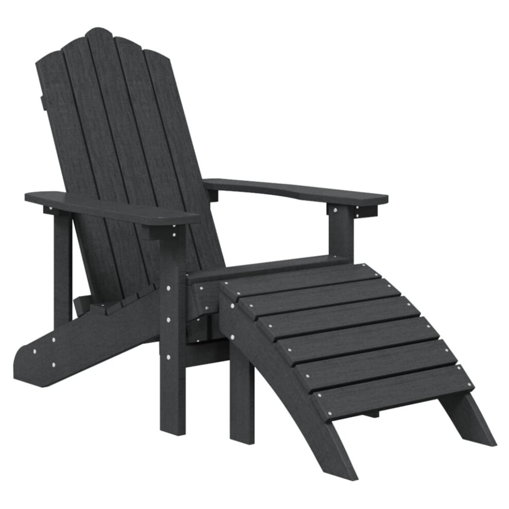 vidaXL Garden Adirondack Chair with Footstool HDPE Anthracite Outdoor Seating