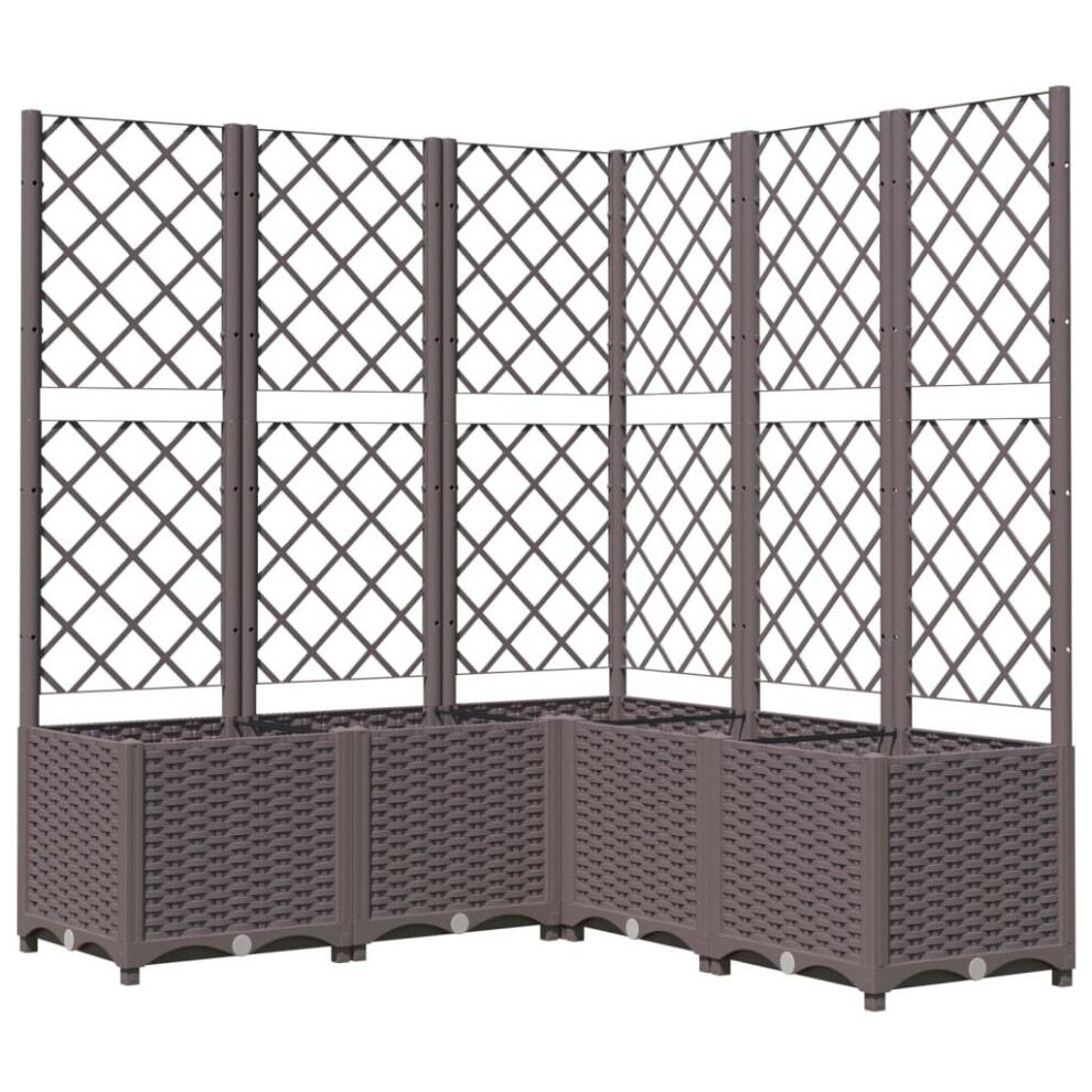 vidaXL Garden Planter with Trellis Brown PP Outdoor Raised Bed Flower Box