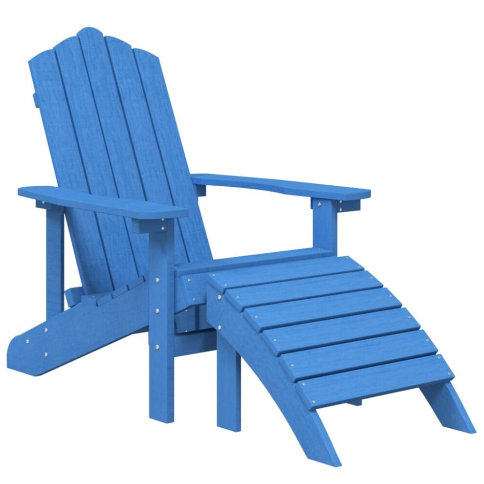 vidaXL Garden Adirondack Chair with Footstool HDPE Aqua Blue Outdoor Seating