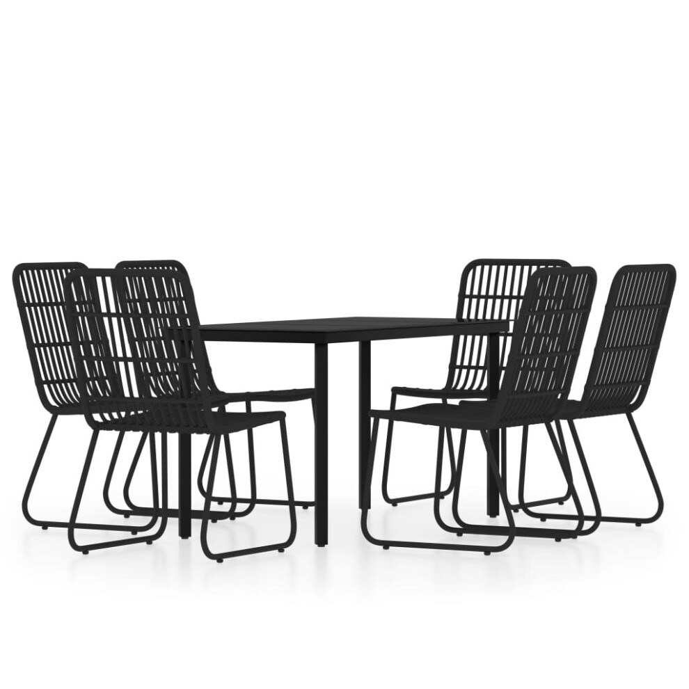 vidaXL Garden Dining Set 7 Piece Black Patio Outdoor Table and Chair Furniture