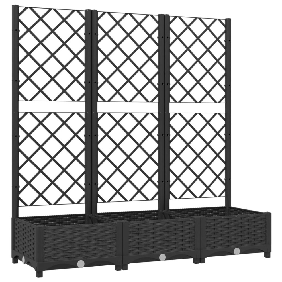 Vidaxl Garden Planter With Trellis Pp Raised Bed Flower Box Plant Pot Black