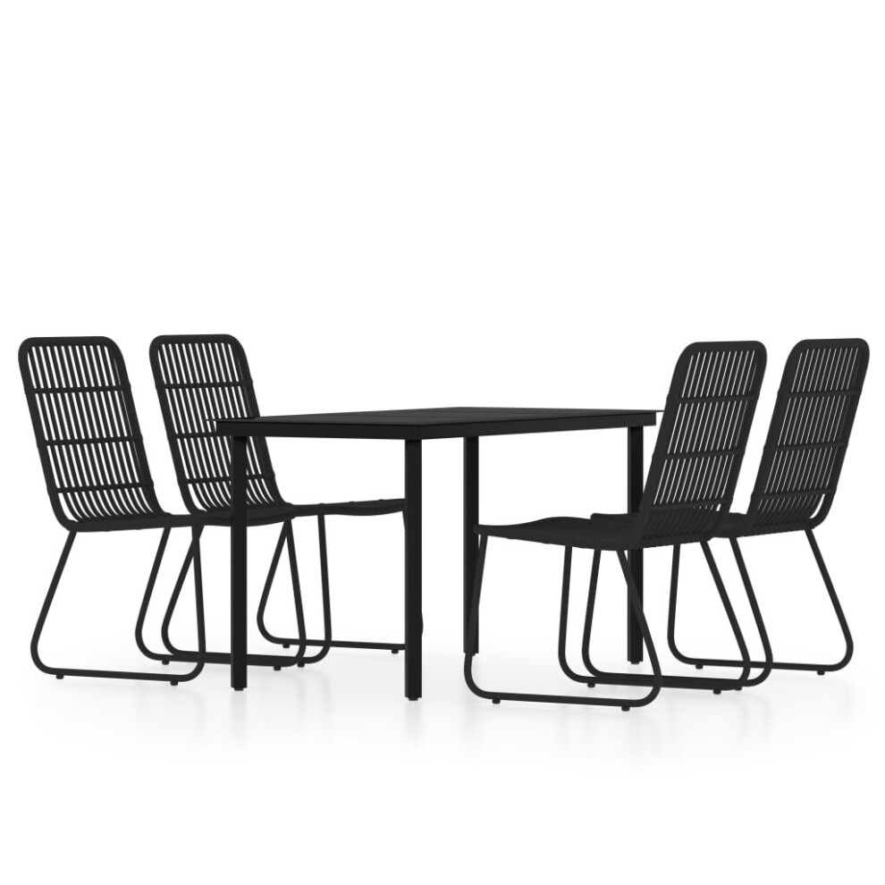 vidaXL Garden Dining Set 5 Piece Black Patio Outdoor Table and Chair Furniture