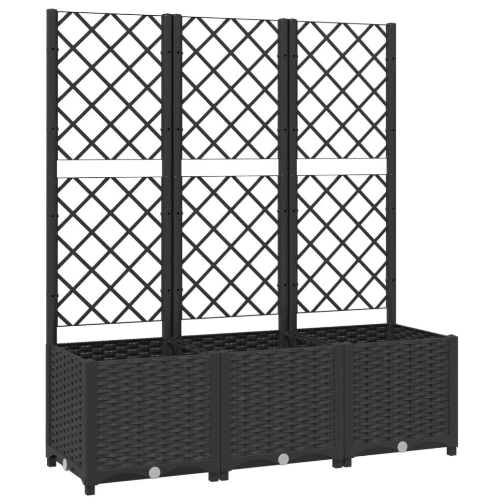 Vidaxl Garden Planter With Trellis Pp Raised Bed Flower Box Plant Pot Black
