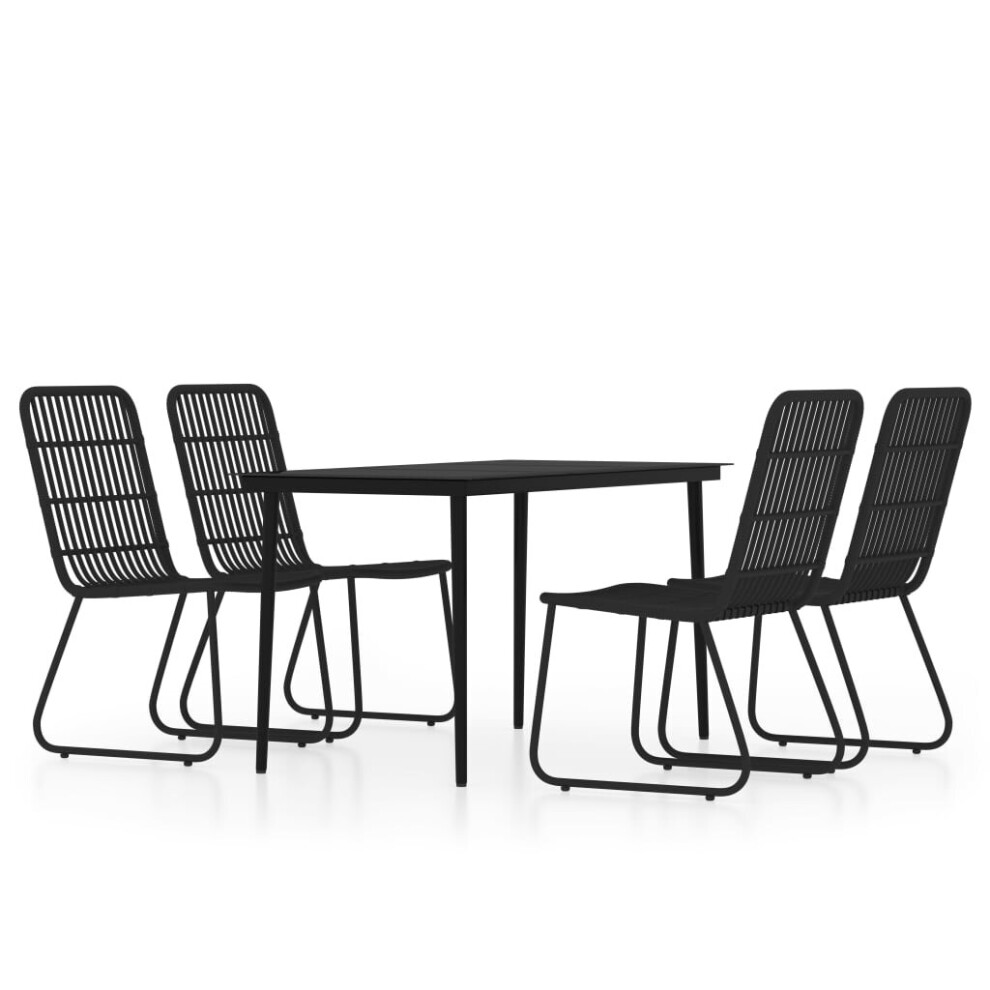 vidaXL Garden Dining Set 5 Piece Black Patio Outdoor Table and Chair Furniture