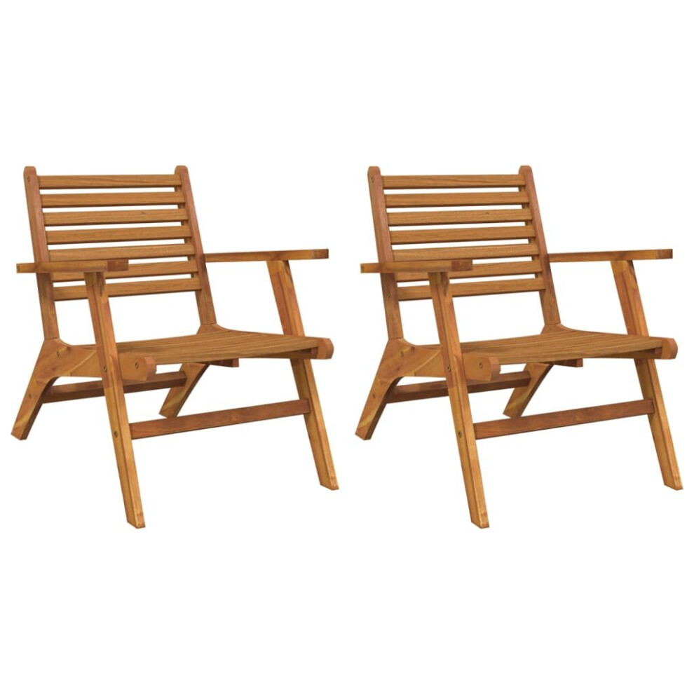 vidaXL 2x Solid Acacia Wood Garden Chairs Outdoor Lounge Relax Chair Seating