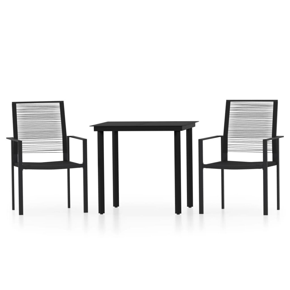 vidaXL Garden Dining Set 3 Piece Black Patio Outdoor Table and Chair Furniture