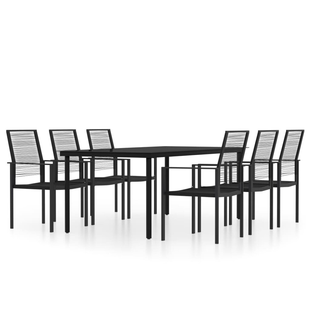 vidaXL Garden Dining Set 7 Piece Black Patio Outdoor Table and Chair Furniture