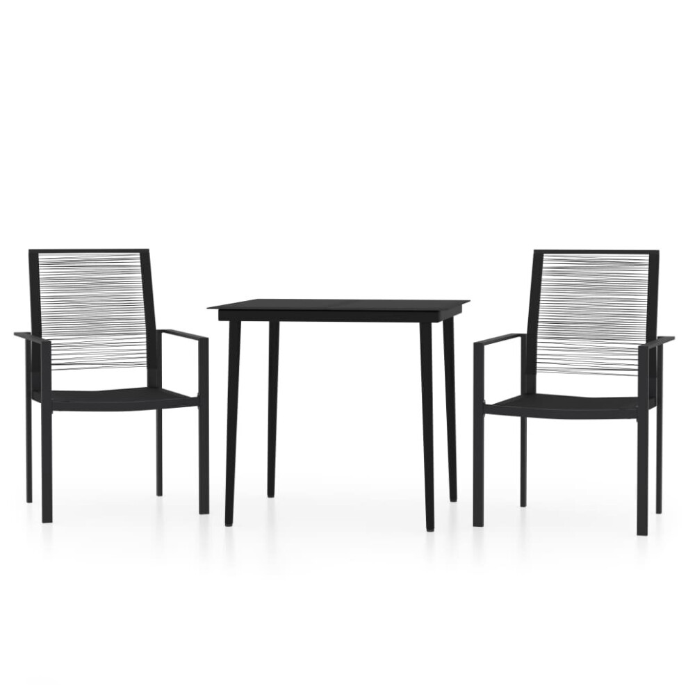 Vidaxl Garden Dining Set 3 Piece Black Patio Outdoor Table And Chair Furniture