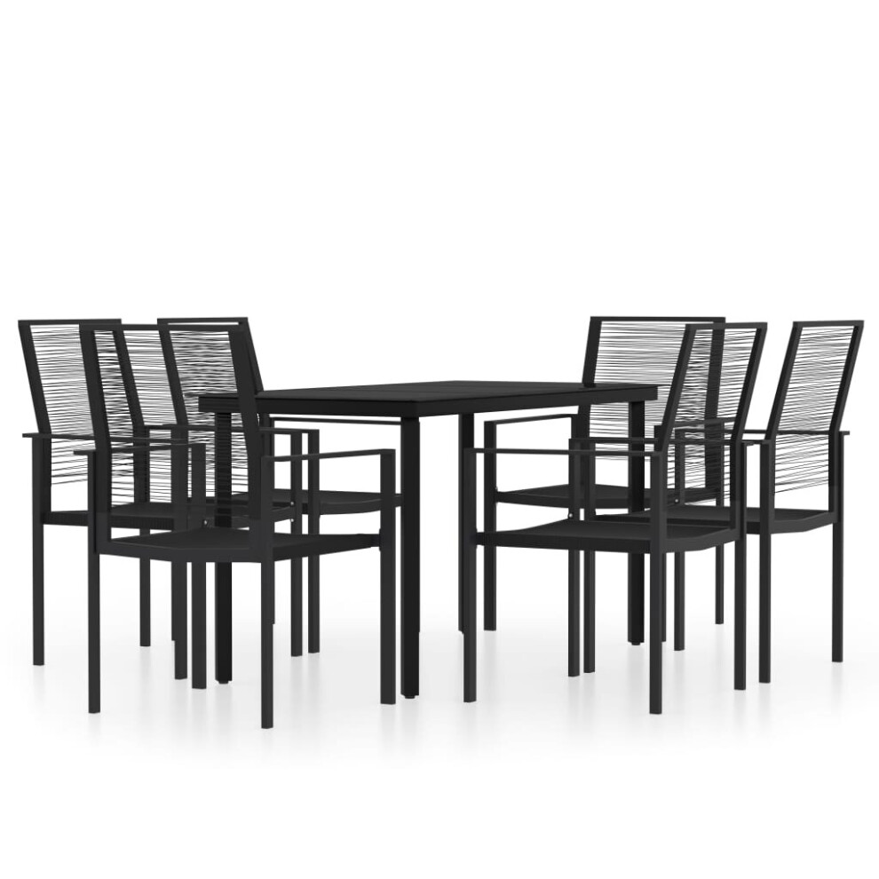Vidaxl Garden Dining Set 7 Piece Black Patio Outdoor Table And Chair Furniture