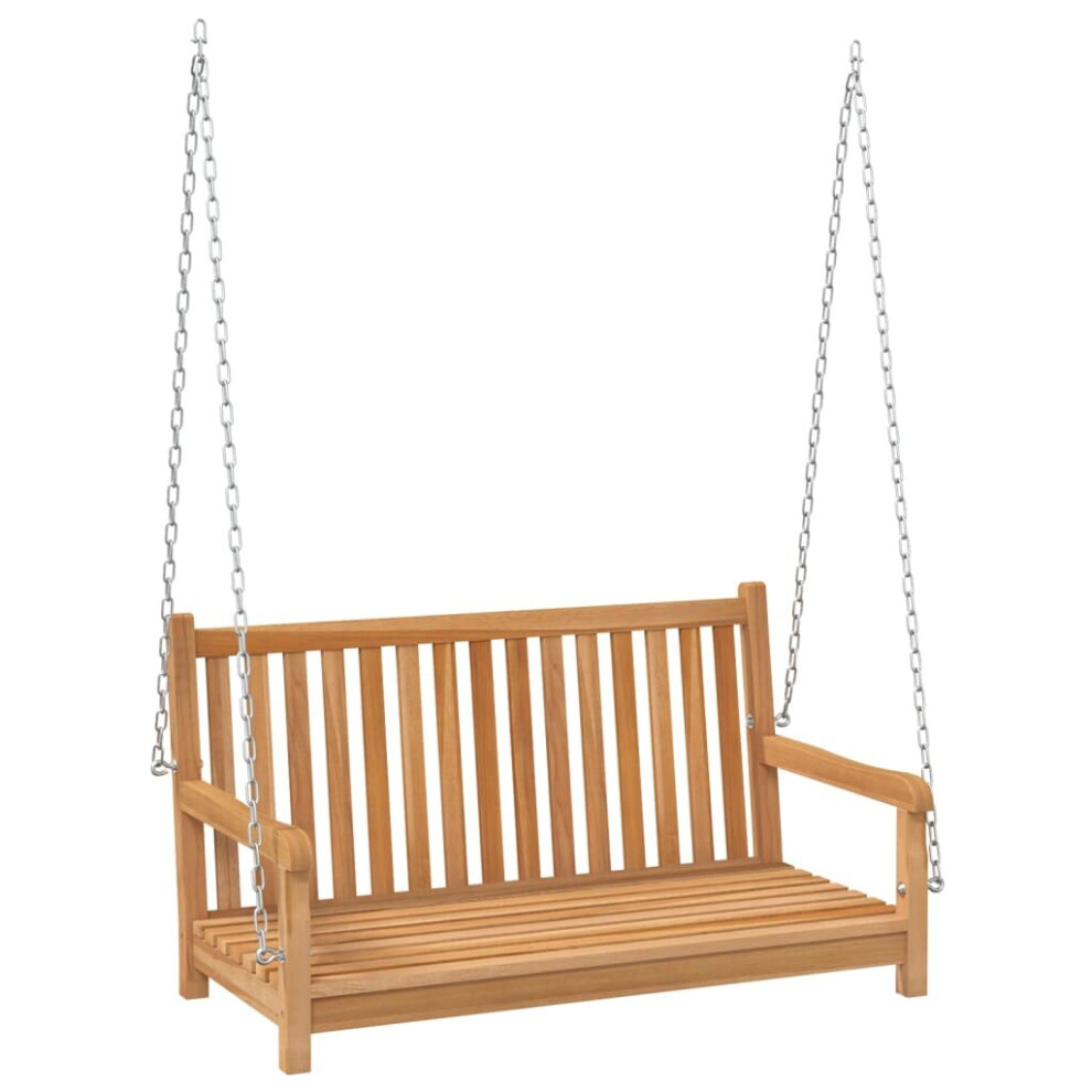 vidaXL Solid Teak Wood Swing Bench Outdoor Terrace Wooden Swing Seat Chair