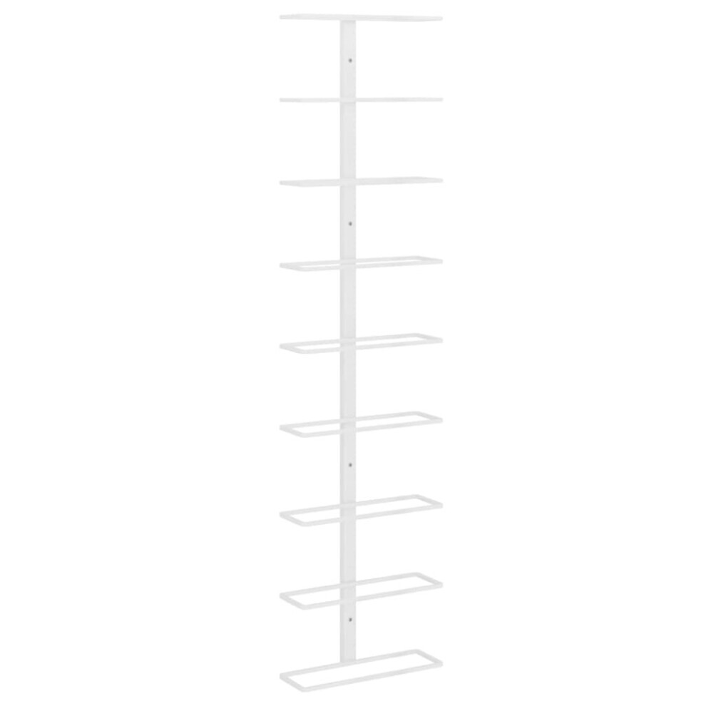 Vidaxl Wall-Mounted Wine Rack For 9 Bottles White Iron Kitchen Bottle Holder