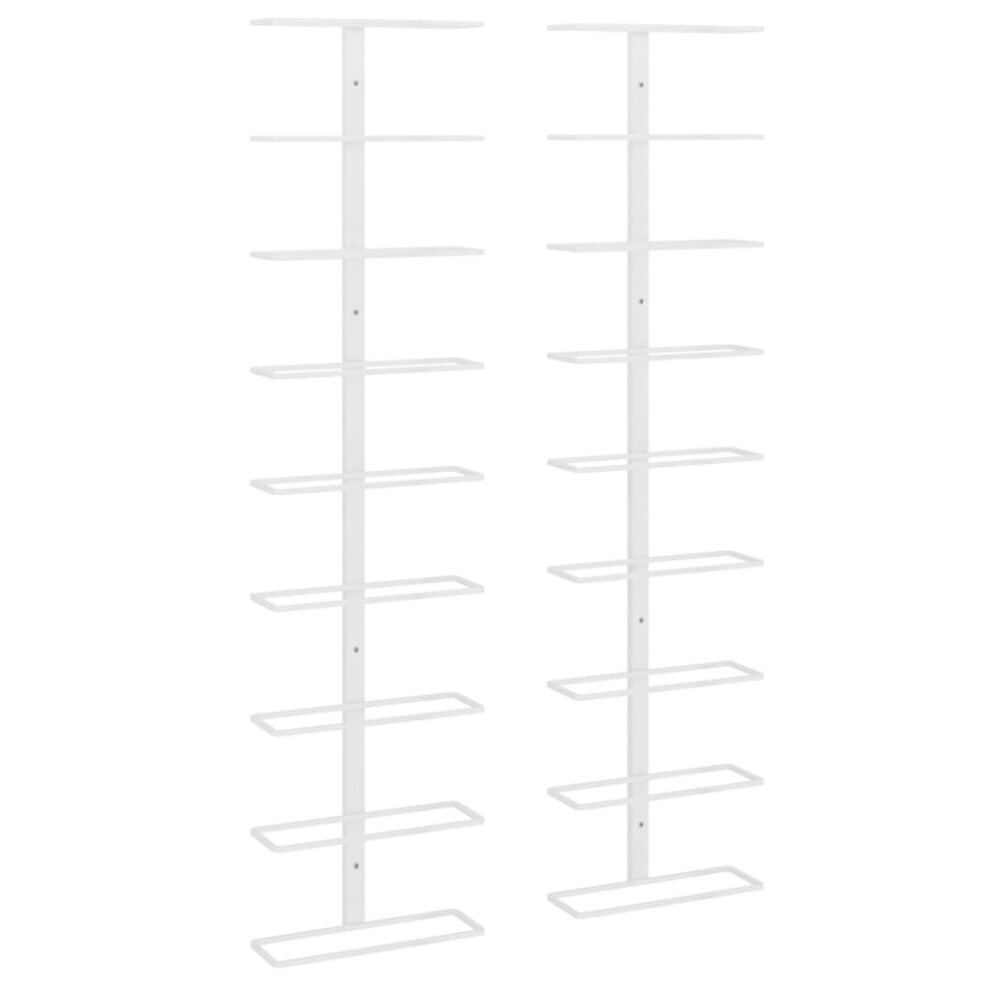 Vidaxl 2X Wall-Mounted Wine Rack For 9 Bottles White Iron Bottle Holder Rack