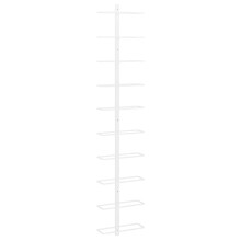 vidaXL Wall-mounted Wine Rack for 10 Bottles White Metal Kitchen Bottle Holder