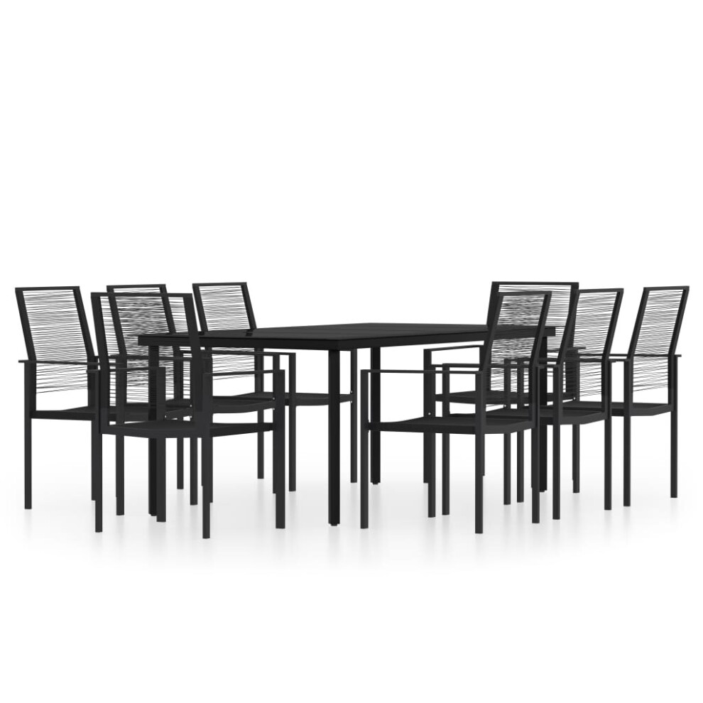 vidaXL Garden Dining Set 9 Piece Black Patio Outdoor Table and Chair Furniture
