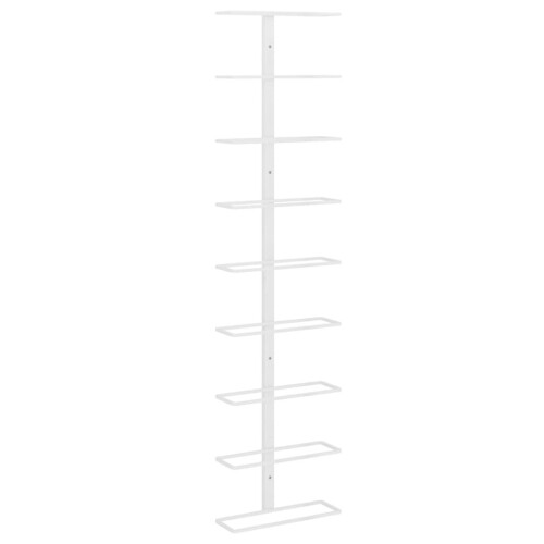 VidaXL vidaXL Wall-mounted Wine Rack for 9 Bottles White Iron Kitchen Bottle Holder 1