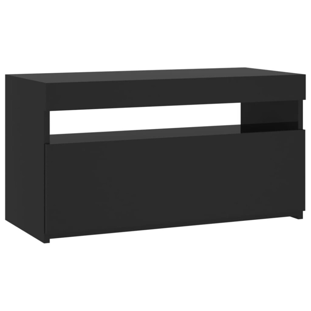 vidaXL TV Cabinet with LED Lights Black Media Unit Sideboard Home Furniture