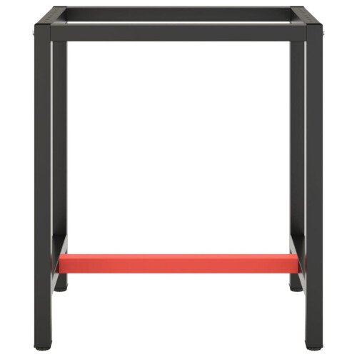 VidaXL vidaXL Work Bench Frame Matte Black and Matte Red Metal Table Bracket Base 2