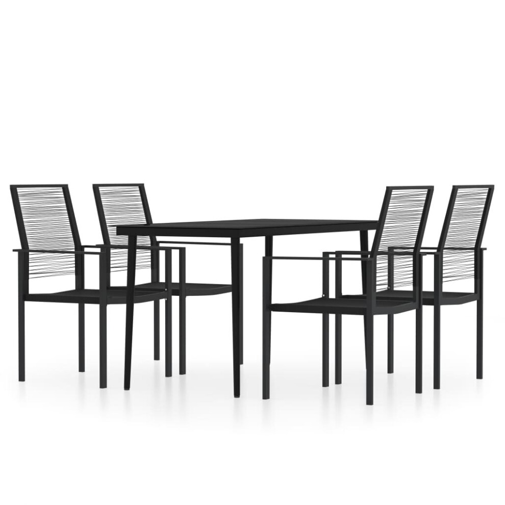 vidaXL Garden Dining Set 5 Piece Black Patio Outdoor Table and Chair Furniture