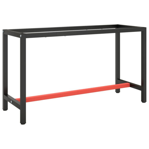 VidaXL vidaXL Work Bench Frame Matte Black and Matte Red Metal Table Bracket Base