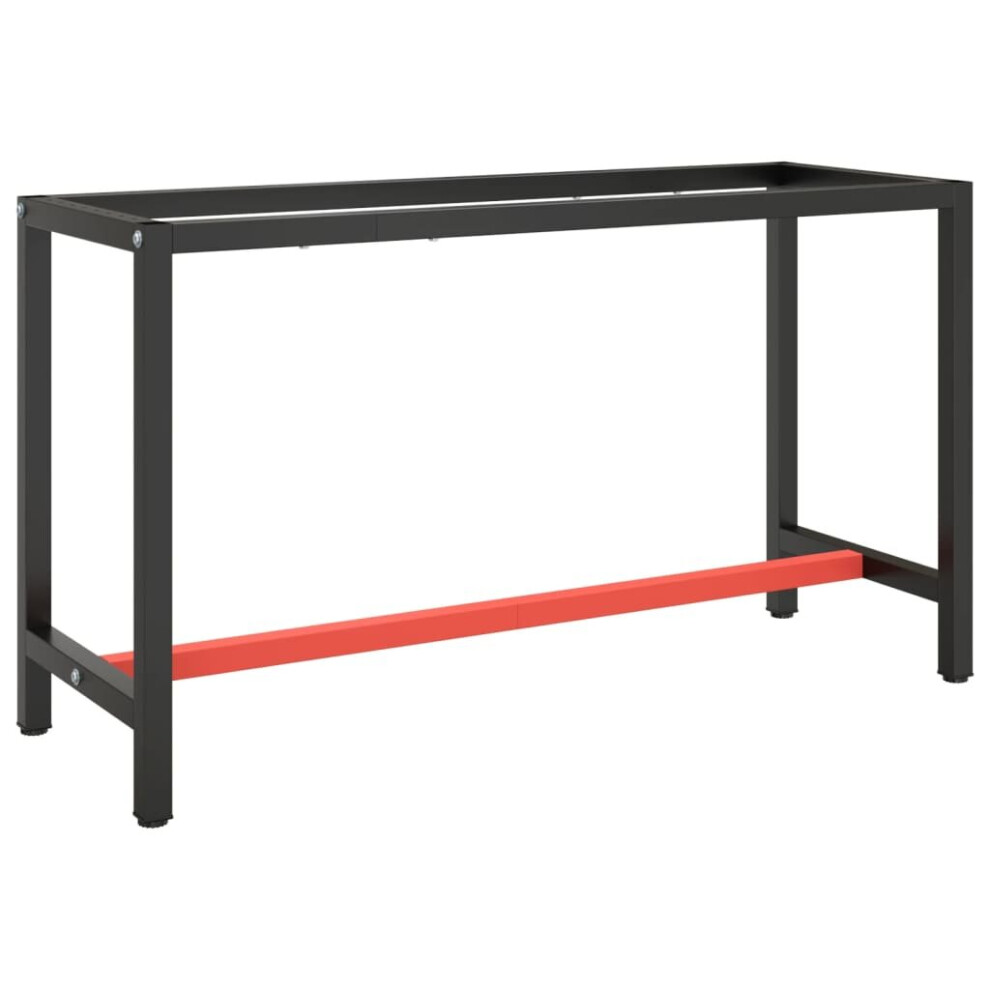 vidaXL Work Bench Frame Matte Black and Matte Red Metal Table Bracket Base
