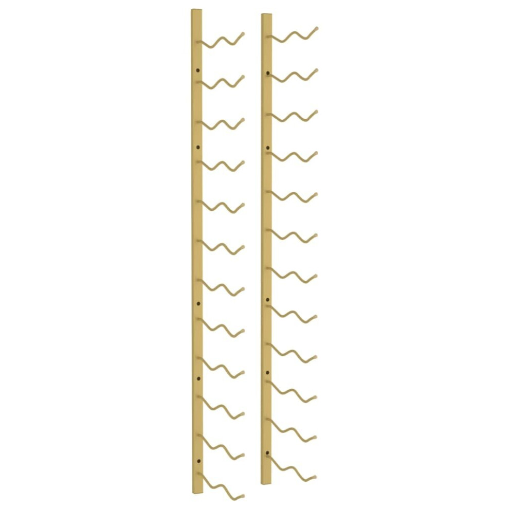 vidaXL Wall Mounted Wine Rack for 24 Bottles Gold Iron Drinking Storage Rack-image-OPC-P9HNHK6-NEW