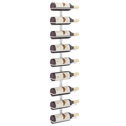 VidaXL vidaXL Wall-mounted Wine Rack for 9 Bottles White Iron Kitchen Bottle Holder 2