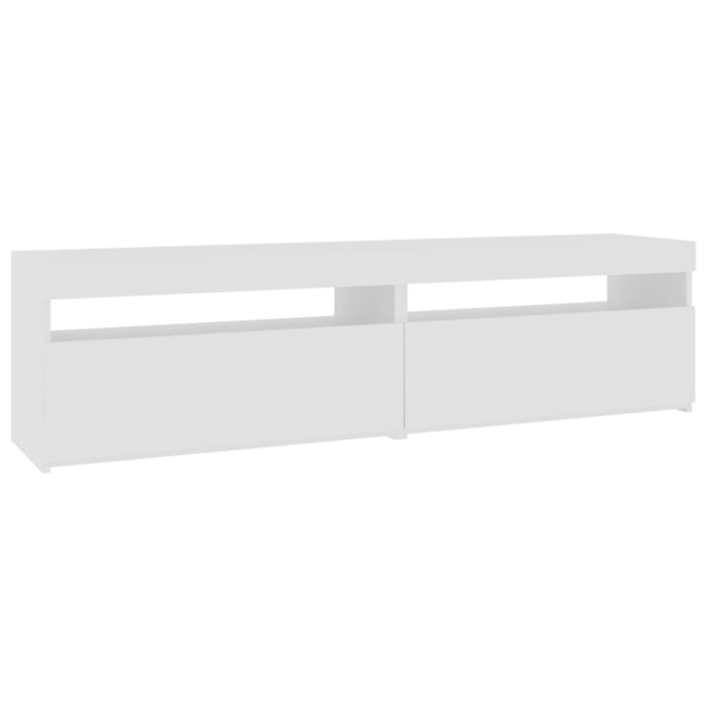 vidaXL 2x TV Cabinets with LED Lights White Media Unit Sideboard Furniture