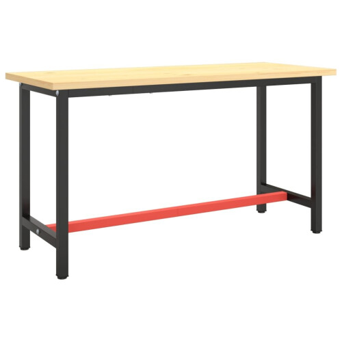 VidaXL vidaXL Work Bench Frame Matte Black and Matte Red Metal Table Bracket Base 1