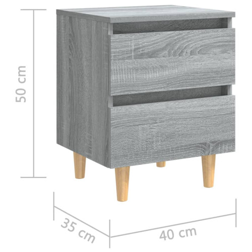 VidaXL vidaXL Solid Wood Bed Cabinet with Legs Grey Sonoma Bedside Storage Cabinet 1