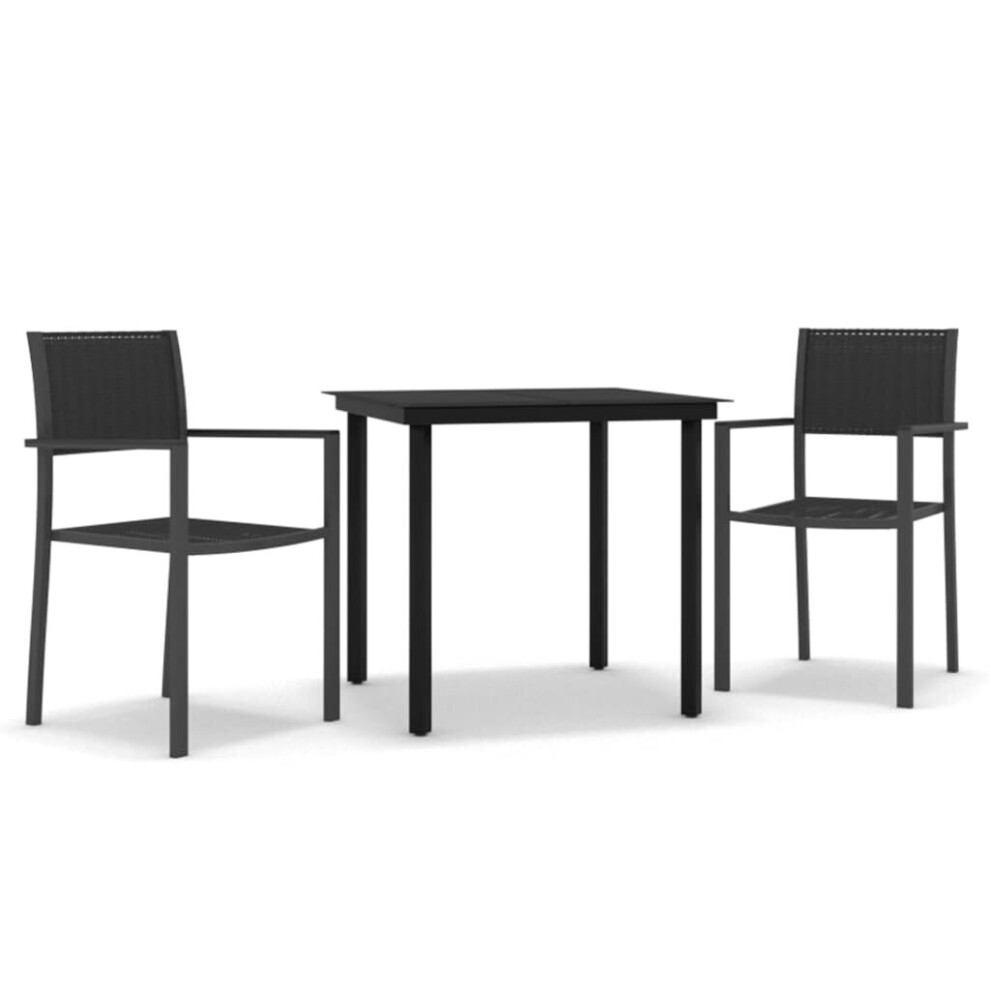 vidaXL Garden Dining Set 3 Piece Black Outdoor Patio Furniture Table and Chair